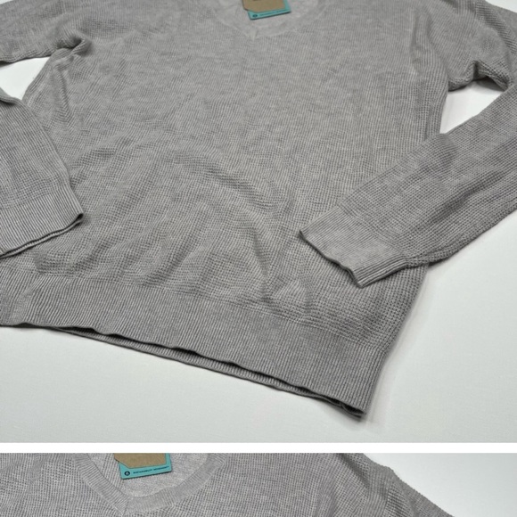 Prana Sweater Milani V Neck Waffle Grey Comfy Lounge Outdoor Hiking Gorp XL New - Picture 3 of 12